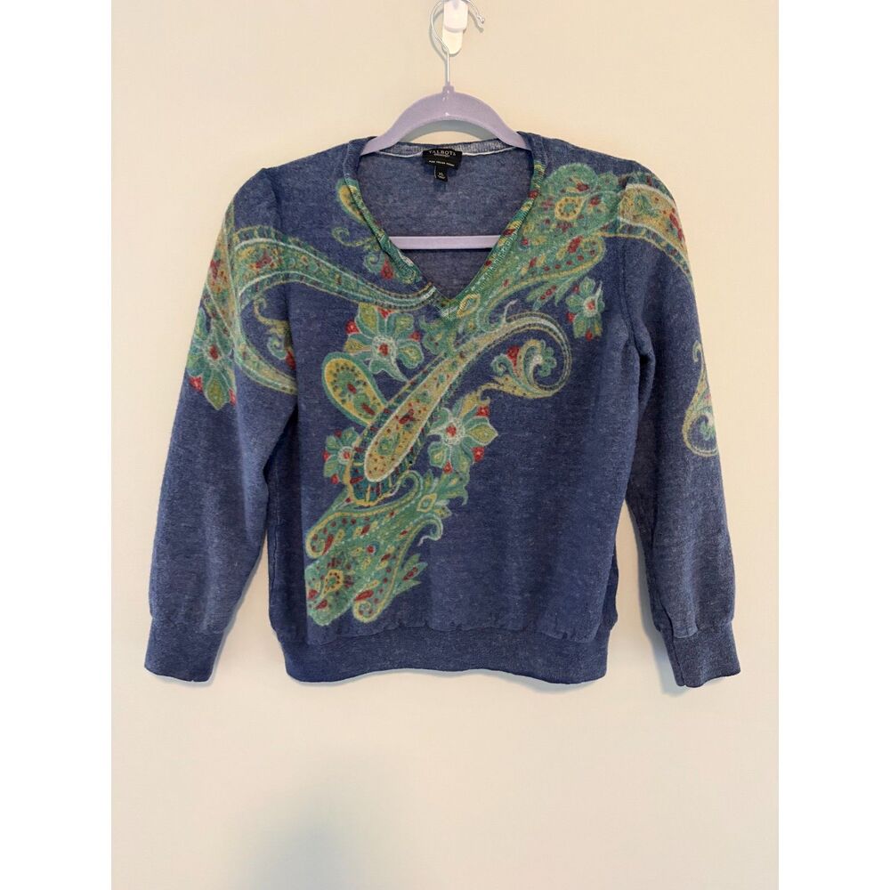 Talbots 100% Merino Wool Paisley Womens Sweater Size XL